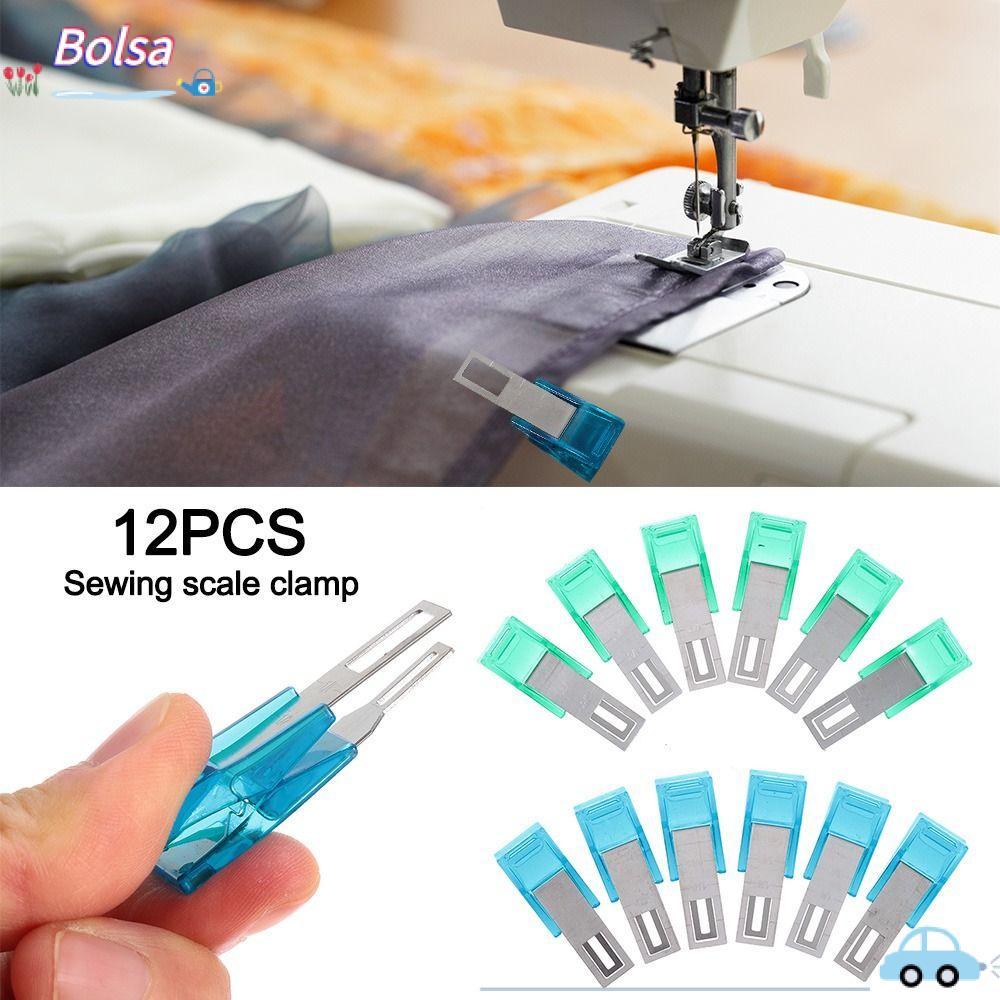 BOLSA 12PCS สีผ้าคลิปเย็บผ้า,อเนกประสงค์พร้อมคลิปเย็บผ้าขนาด,โครเชต์เครื่องมือถัก Quilting Crafting แคลมป์พลาสติก Binding Crafting คลิปผ้านวม