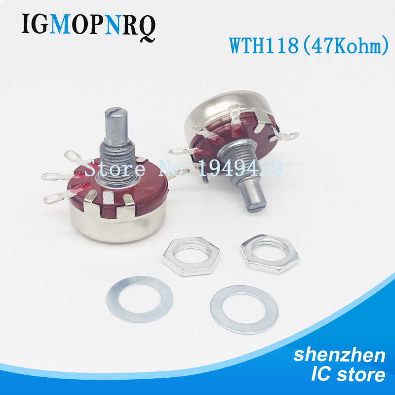 2PCS WTH118 47K 2W 1A Potentiometer ใหม่แท้ตัวแปรตัวต้านทาน VR 47K Ohm