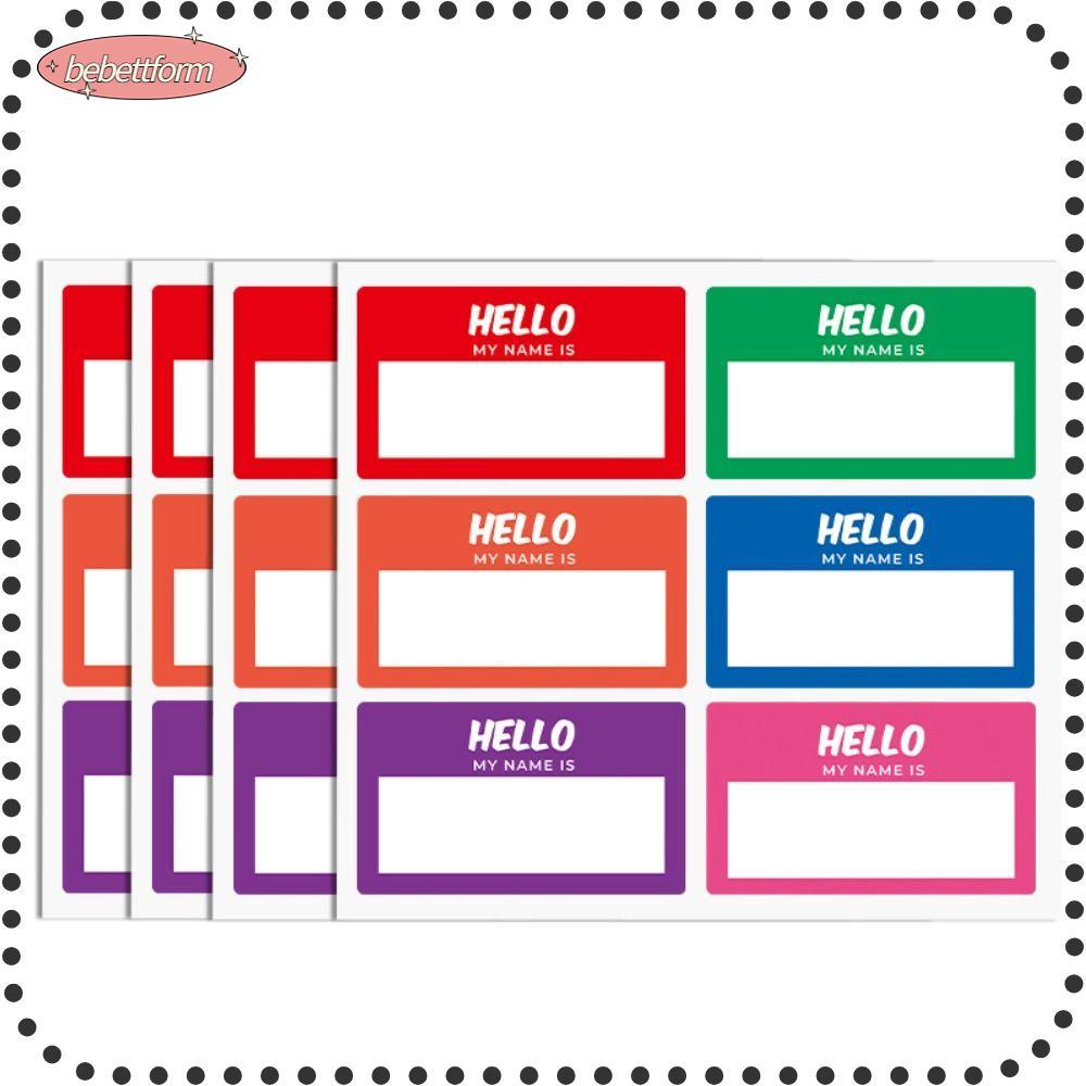 ป้ายชื่อ BEBETTKISS สี่เหลี่ยมผืนผ้าสีสันสดใสชื่อของฉันเป็นสติ๊กเกอร์ 3.5" x 2" Self-Adhesive Hello My Name คือสติกเกอร์ป้ายชื่อ 6 สี Office