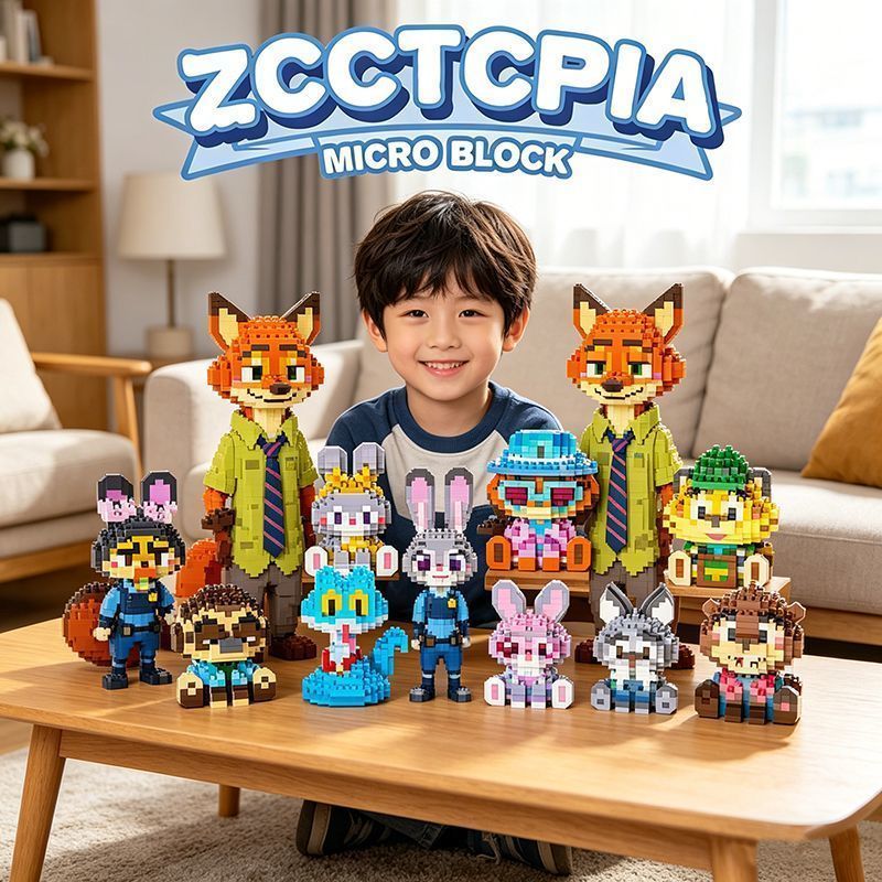 Influencer Crazy Animal City Particle Building Blocks Judy Nick Building Blocks เครื่องประดับตุ๊กตาข
