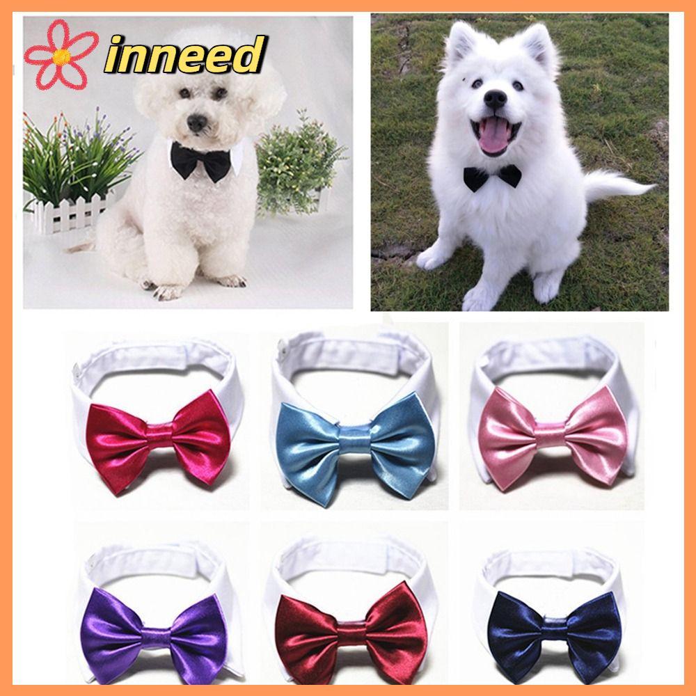 INNEED เนคไทสุนัขอุปกรณ์สัตว์เลี้ยงแบบปรับได้ Tuxedo Bowtie หูกระต่ายสัตว์เลี้ยง