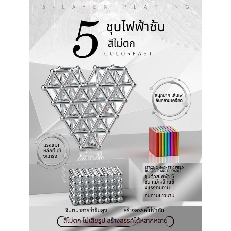ของเล่นตัวต่อแม่เหล็ก แท่งแม่เหล็ก บอลแม่เหล็ก บัคกี้บอล ฝึกสมาธิ คลายเครียดผู้ใหญ่ ตกแต่งโต๊ะทำงาน DIY 1000 ชิ้น