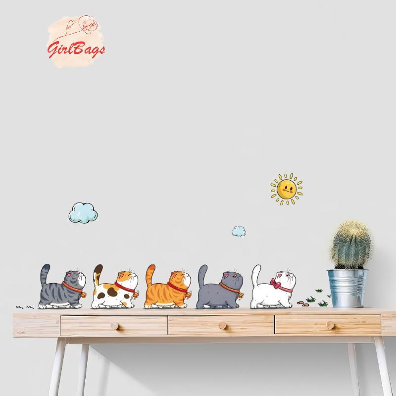 [Setad] Wall Stiers แมว Self กาวเด็ก Wall Decals ศิลปะภาพจิตรกรรมฝาผนังสําหรับห้องนั่งเล่นการ์ตูนห้องนอนห้องน้ํา House Wall DIY Decor [ใหม่]