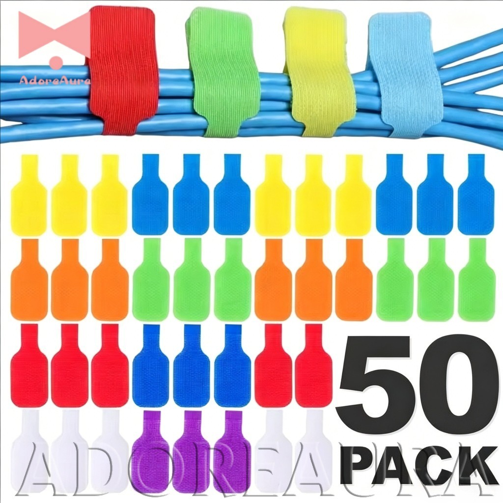 [H&L] 10/30/50PCS - สายผูกสีสันสดใสพร้อมฟังก์ชั่นเขียนได้ Coded Organizer Straps Data Charger Management Home Office ป้ายไนลอน/จัดส่งด่วน