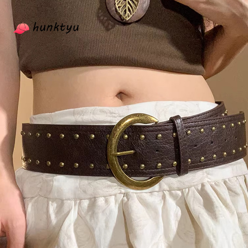 COD-เข็มขัดประดับหมุดสไตล์พังก์ สำหรับเสื้อสเวตเตอร์และเสื้อโค้ทผู้หญิง