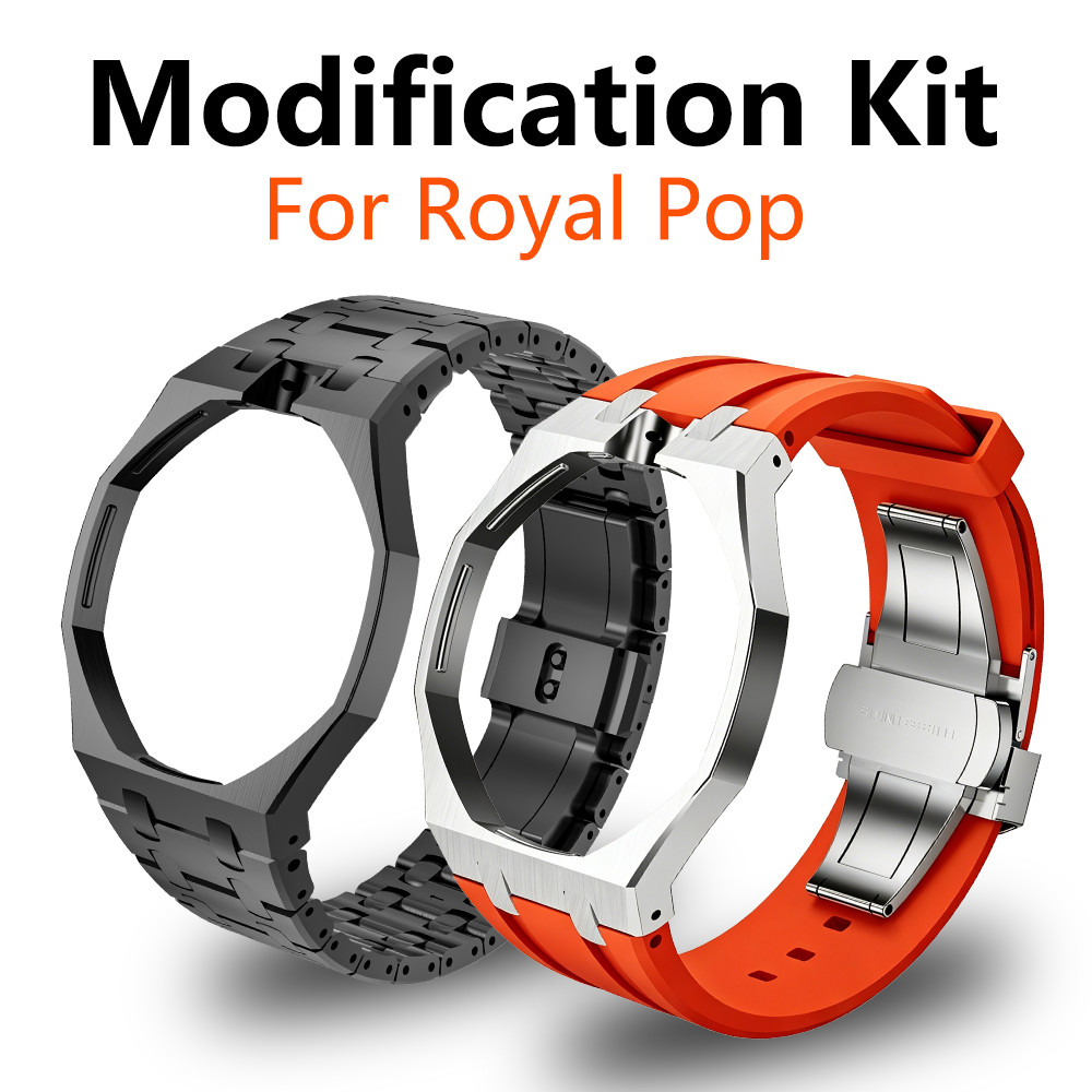 Luxury Stainless Steel Modification Kit สําหรับ Royal Pop Pocket watch Changer to wristwatch Metal Case Silicone Strap Band