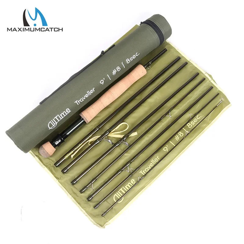 JIUya MAXIMUMCATCH 9ft 5-8WT 8 ชิ้น AllTime Travel Fly Rod Ultra-Compact 30T คาร์บอนไฟเบอร์ MOD Fast