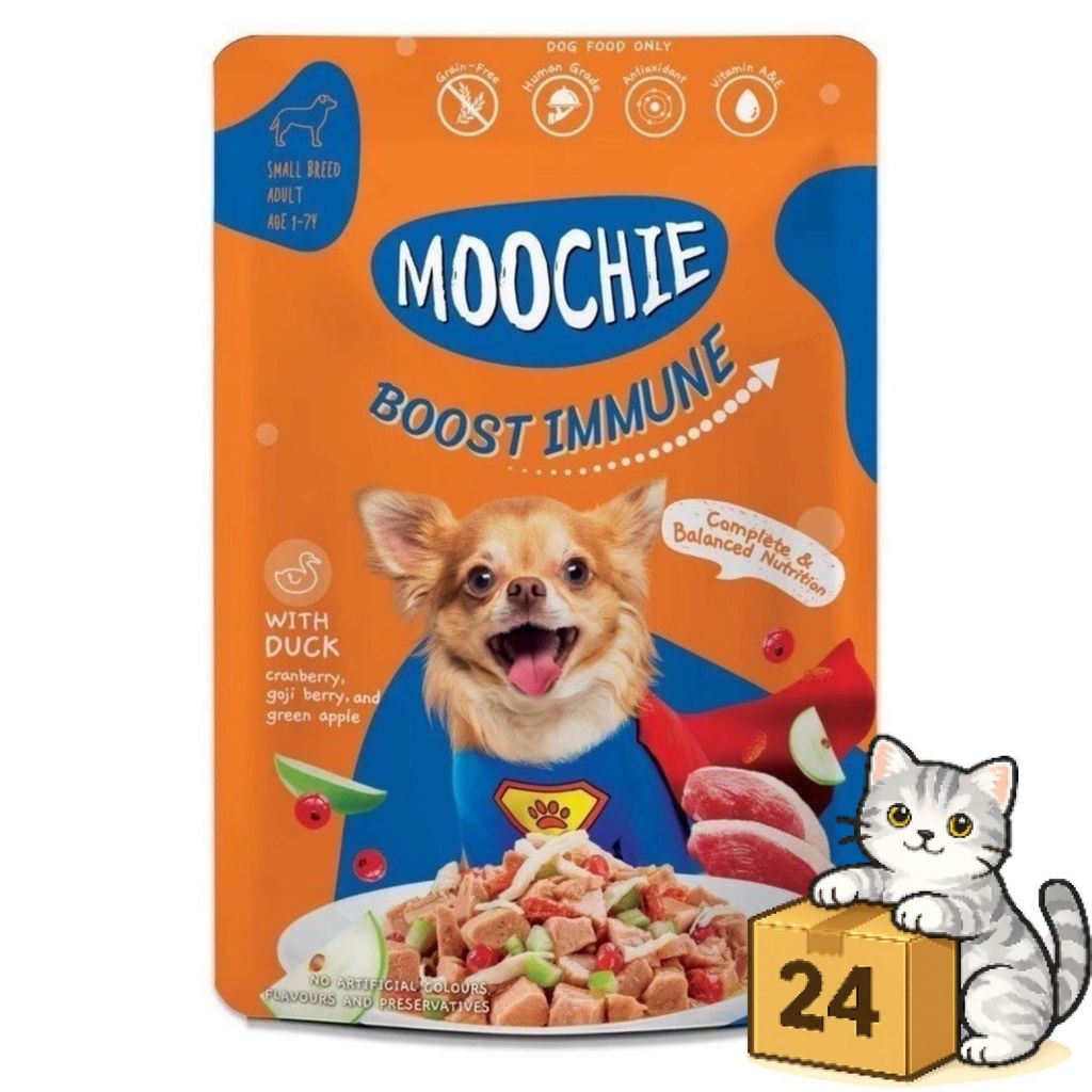 ( ครึ่งลัง 24 ซอง ) Moochie มูชี่ ลูกสุนัข สุนัขโต Complete&Balanced ไม่เติมเกลือ เปียกสุนัข 70-85g