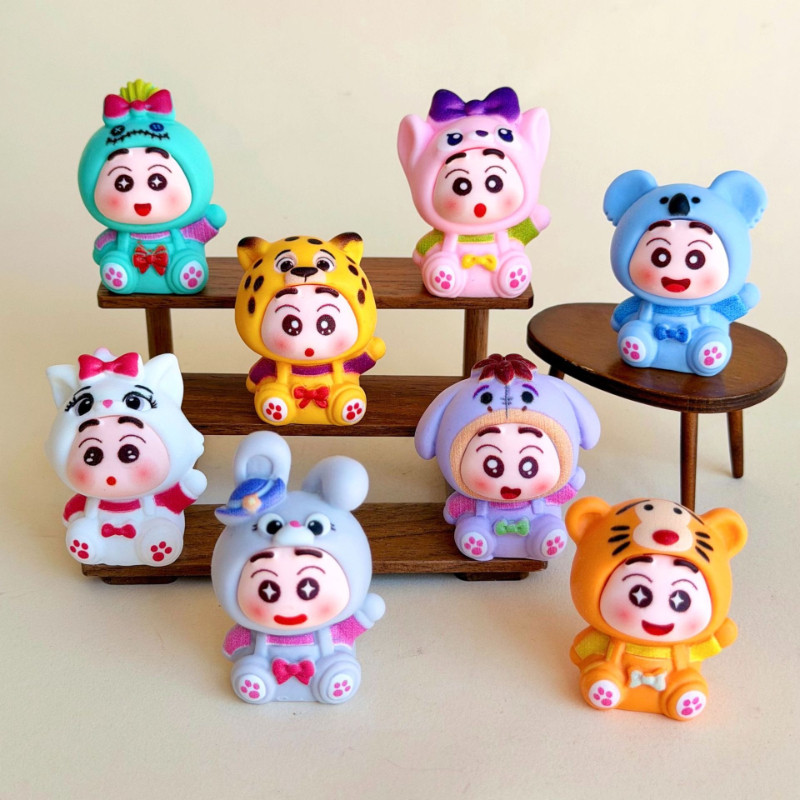 8 ชิ้นสัตว์ป่า Shin-chan Party Tiger Donkey 3D เรซิ่น Charms สําหรับ DIY 888