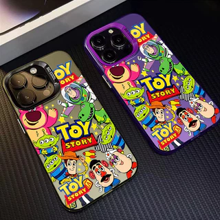 ส่วนบุคคล Toy Story Series เคสโทรศัพท์สําหรับ IPhone 11 12 13 14 15 ProXR XS MAX 7/8 Plusกรอบกระจกอิสระเกราะป้องกัน