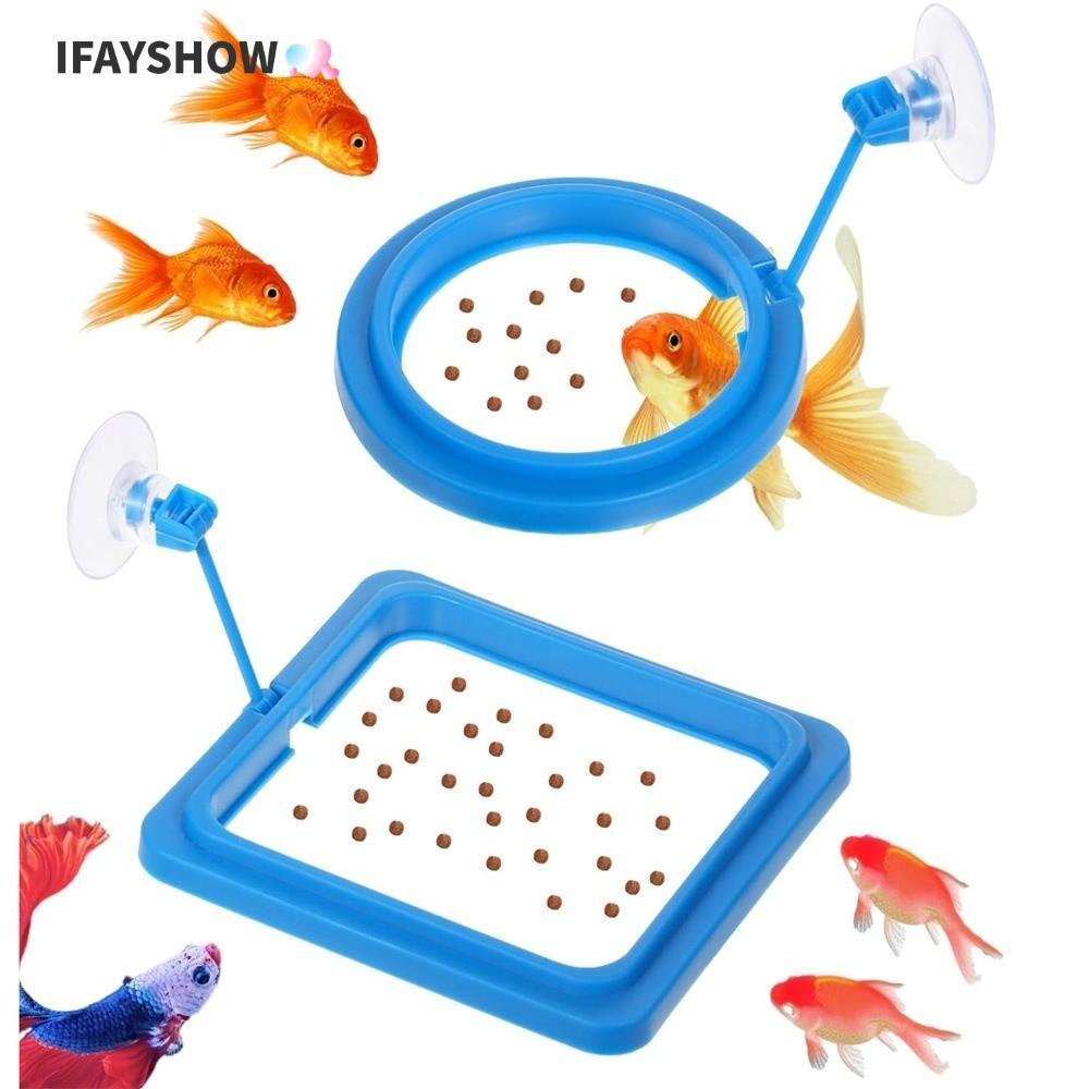 IFAYSHOW เครื่องป้อนอาหารตู้ปลา, วงกลม/สแควร์ทนทาน Aquarium Fish Feeders แหวน,ถ้วยดูดลอยถาดอาหารลอยถาด Feeder Aquarium