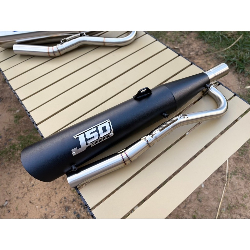 ท่อJSD ปลาย125 คอท่อใส่ 110i 2012-2020 2V 4V สีดำเพาเดอร์โค้ท(ไม่ติดหูยึดกันร้อน)