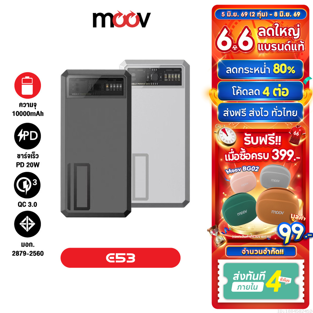 [ส่งไว] Eloop E53 แบตสำรอง 10000mAh QC 3.0 | PD 20W Powerbank ชาร์จเร็ว Fast Quick Charge PowerBank
