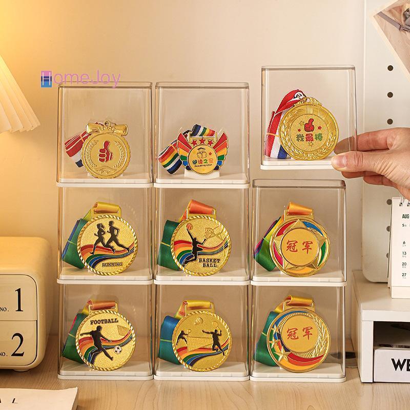 [HomeJoy-t] Medal Display Case โปร่งใส Staable อะคริลิคกล่องเก็บเดสก์ท็อปสําหรับเหรียญป้ายรางวัล