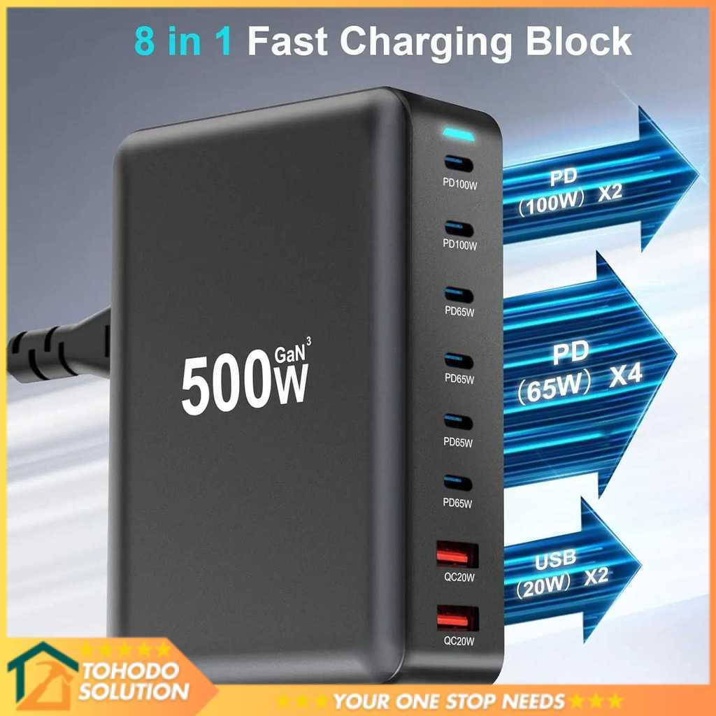 Taffia Charger USB Docking Station 8 พอร์ต Type C PD QC GaN3 500W - XSW-500W