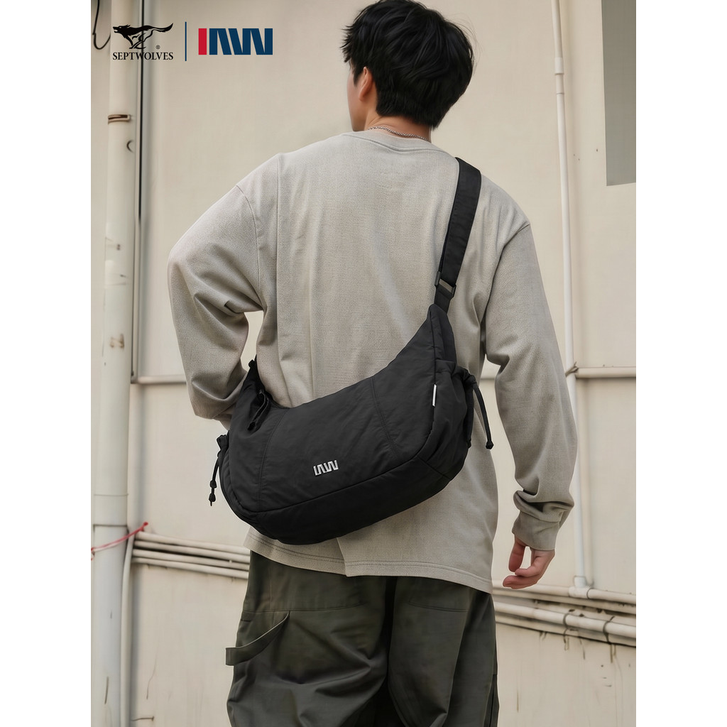 Septwolves/Septwolves Messenger Bag Casual น้ําหนักเบาขนาดใหญ่ความจุ Messenger Bag Work Commuter Uni