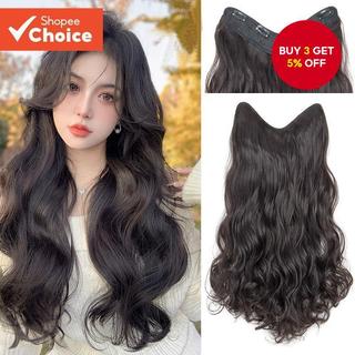 40cm/50cm/60cm V-Shaped Synthetic Wig Wavy/Straight Hair Extensions for Women Flat Hair Savior for Instant Volume and Seamless Blend Available in Black/Brown