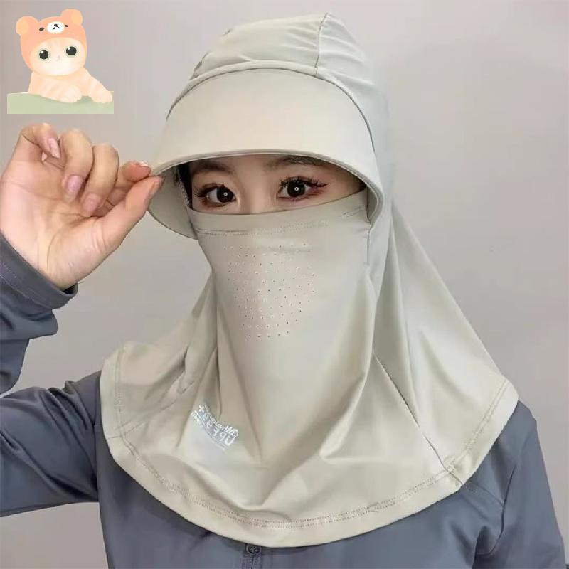 หมวกกันแดดผ้าไหมน้ําแข็งสําหรับเด็กผู้หญิงพร้อมสายคล้องคอหมวกป้องกันรังสียูวีสําหรับเล่นกีฬาขี่จักรยานกลางแจ้ง