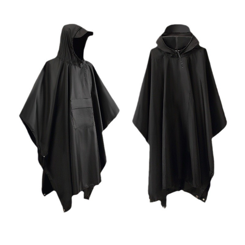 EERSHENSHI เสื้อกันฝนกันน้ําแบบ Cape-Style กระเป๋ามีฮู้ดเดินป่า Camping Poncho