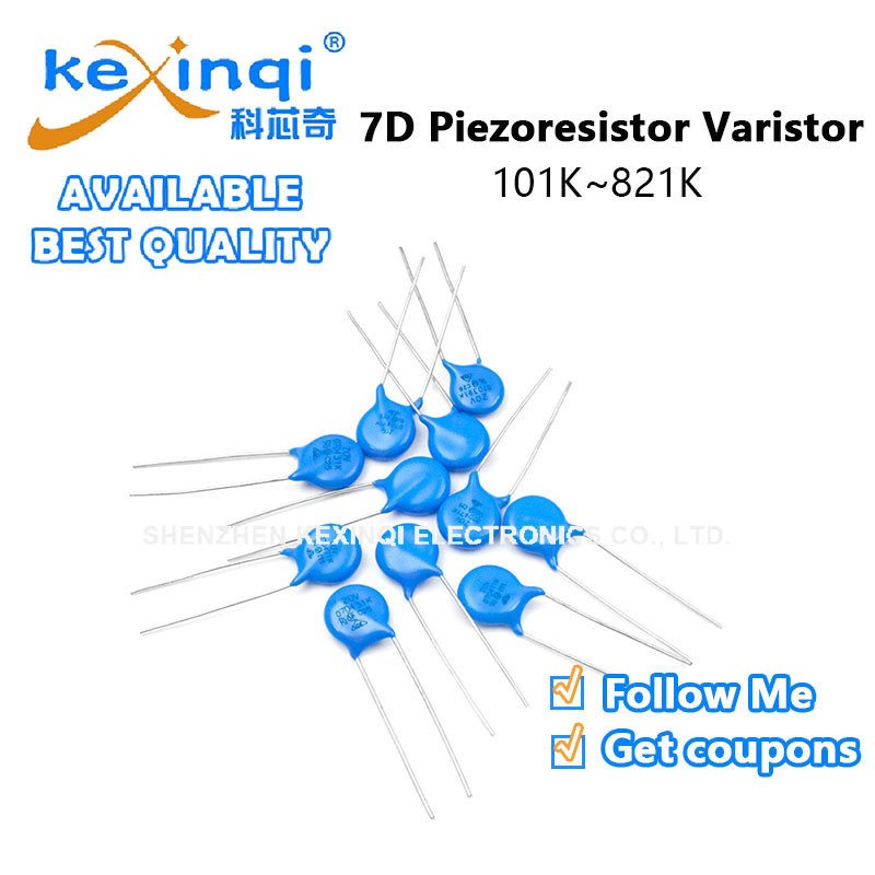 (10 ชิ้น) 7D Piezoresistor Vartor 101K 102K 121K 180K 220K 241K 270K 330K 471K 511K 560K 561K 680K 8