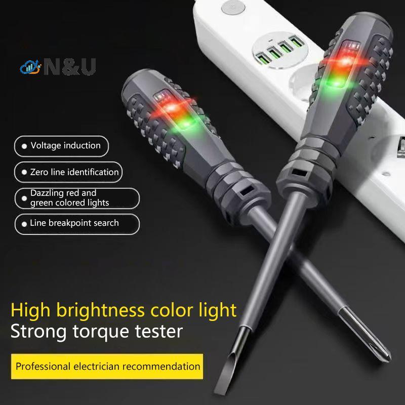 N&U 2 ชิ้นช่างไฟฟ้าไขควงแม่เหล็กเหนี่ยวนําปากกาทดสอบแรงดันไฟฟ้ามัลติฟังก์ชั่ช่างไฟฟ้าไขควงเครื่องมือมือ