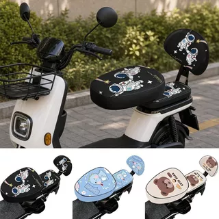 ผ้าคลุมเบาะจักรยานไฟฟ้า HMILON, หนัง PU กันน้ํา E-bike ที่หุ้มเบาะ, การ์ตูนพิมพ์กันลื่นกันแดดผ้าคลุมเบาะสกู๊ตเตอร์ทุกฤดูกาล