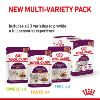 ( รวมรส 12 ซอง ) Royal Canin โรยัล คานิน Sensory multi Pack รวม 3 แบบ Taste Smell Feel เปียกแมว