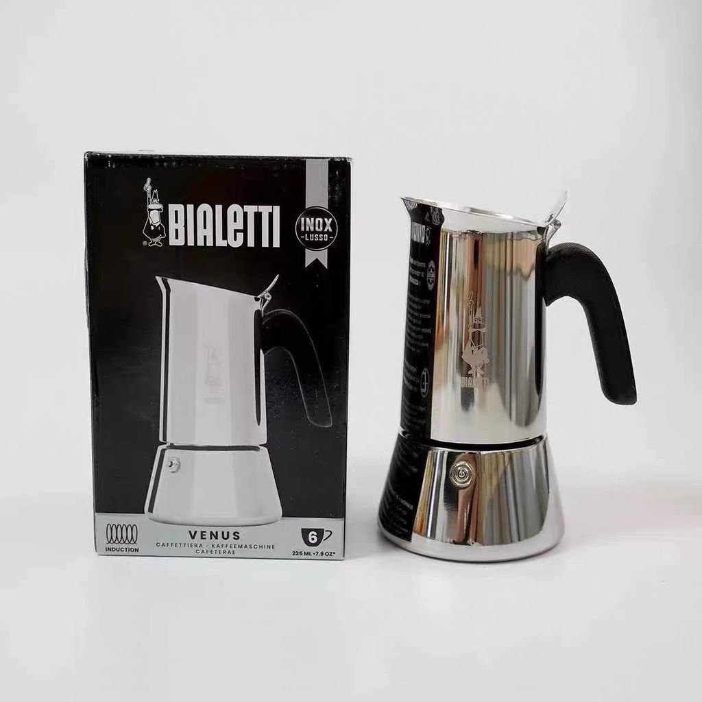BIALETTI BIALETTI Venus Single Valve Moka Pot เครื่องชงกาแฟสแตนเลส Espresso Pot 2 และ 4 ถ้วย