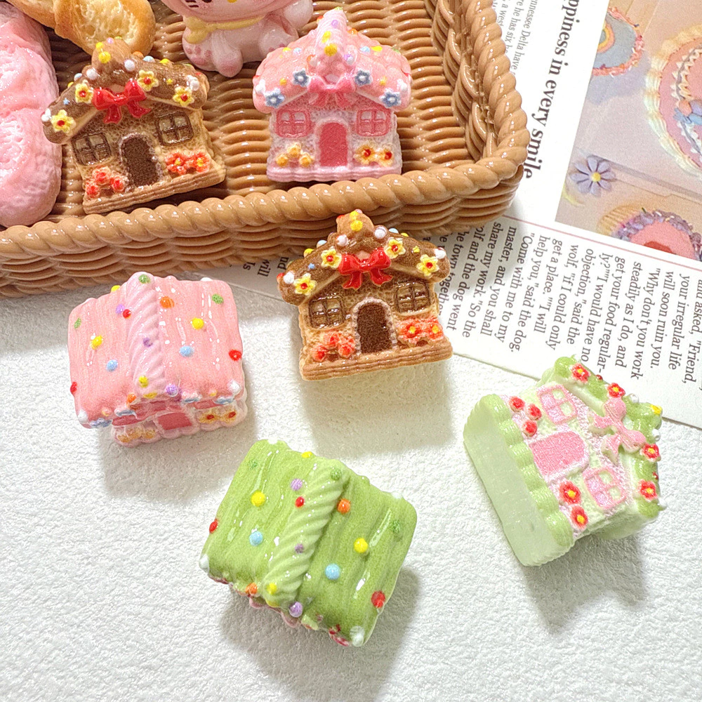 6 ชิ้น Candy Top Flower House 3D เรซิ่น Charms สําหรับ DIY(2-146)888