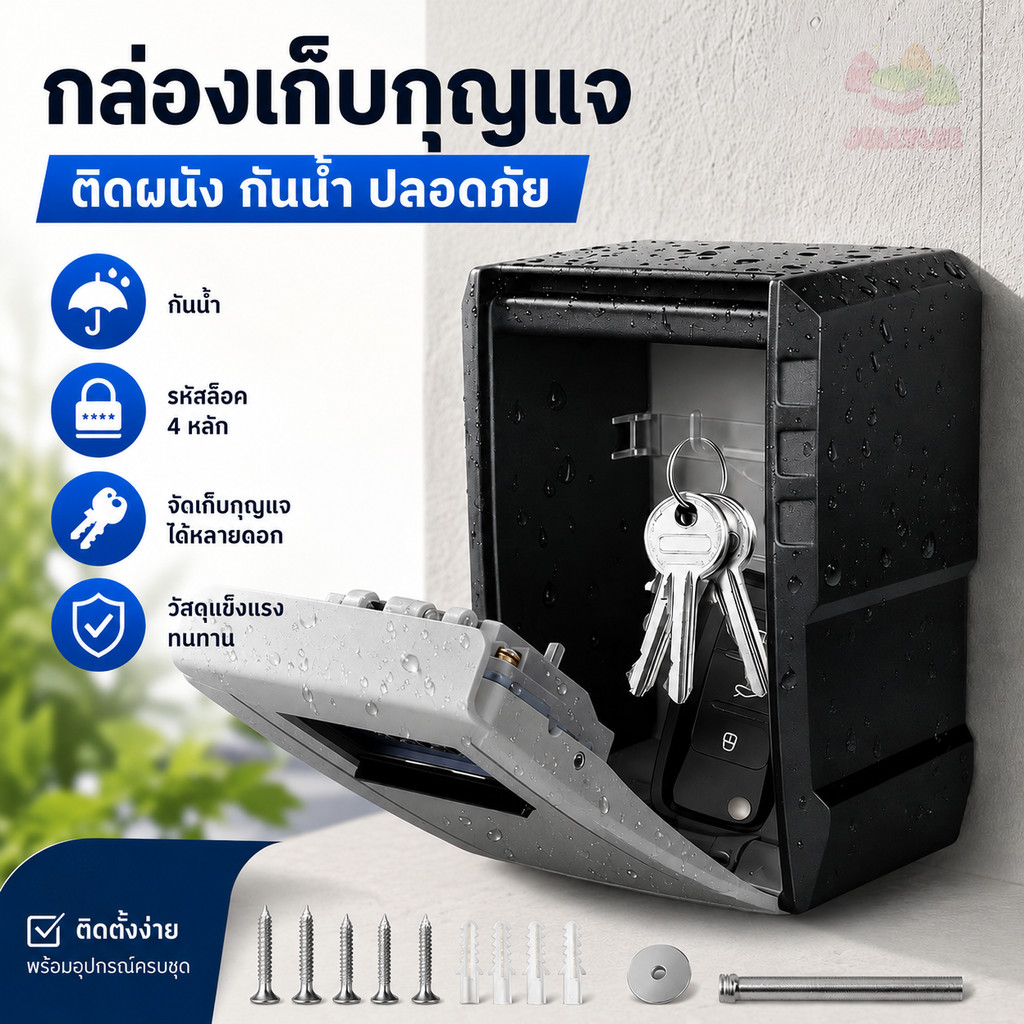 🔥ส่งไว🔥กล่องเก็บกุญเเจ ติดผนัง ารผลิตโลหะทั้งหมด กล่องเก็บกุญแจใส่รหัส 4 ผ่านล็อค ตู้เก็บกุญแจ ที่เก็บกุญแจ Key Box