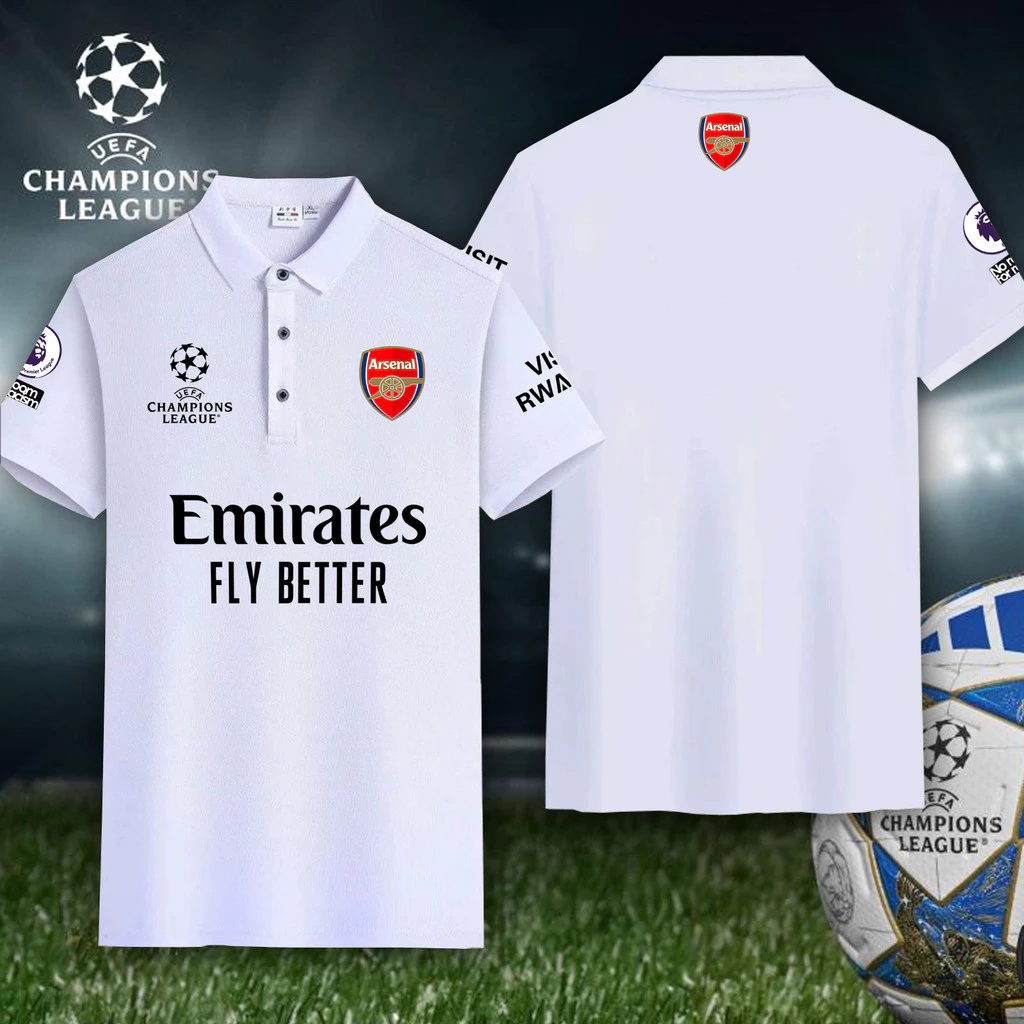 เสื้อโปโล เสื้ออาร์เซนอล/UEFA Champions League ทีมฟุตบอล Jersey Arsenal FC Pattern Polo Shirt S-3XL ผ้าฝ้าย เสื้อยืด