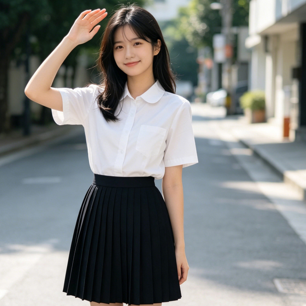 กระโปรงพลีทนักศึกษาสีดำ เกรดพรีเมียม จีบถาวร รูปที่ 6