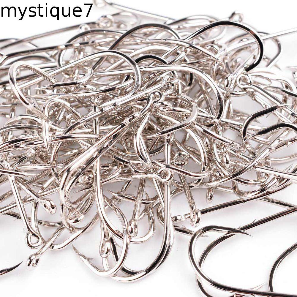 MYSTIQUE 100 ชิ้น Offset แคบเหยื่อตะขอ Fly อุปกรณ์ตกปลา Anti-rust ด้ามยาวคู่กลับ Barbed เหยื่ออุปกรณ์เสริมวงกลมเดี่ยวตะขอ Barbed Fishhook