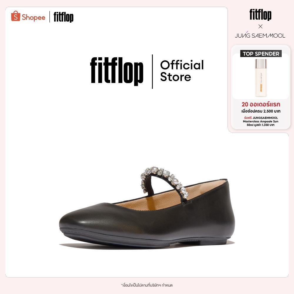 FITFLOP DELICATO PEARLS-AND-CRYSTAL รองเท้าทรงบัลเล่ต์ผู้หญิง รุ่น A0Q-001 สี BLACK