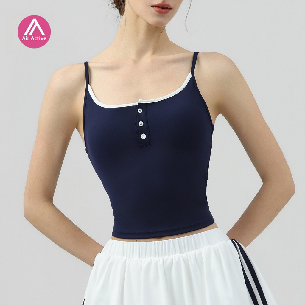 AirActive โยคะด้านบนพร้อม Bra Pads Slimming Fit กลับสนับสนุนกีฬา Activewear สําหรับพิลาทิสฟิตเนสยิมสวมใส่