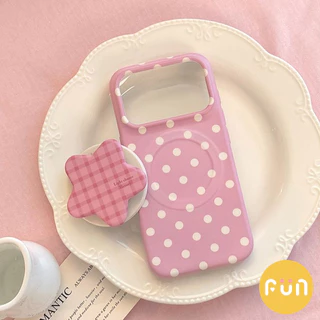 INS Polka Dot ลายสก๊อต Star ผู้ถือขาตั้งโทรศัพท์มือถือสําหรับ iPhone 17 16 15 14 Pro Max 13 Anti-Scratch TPU ปกหลังแม่เหล็กโทรศัพท์มือถือปลอก