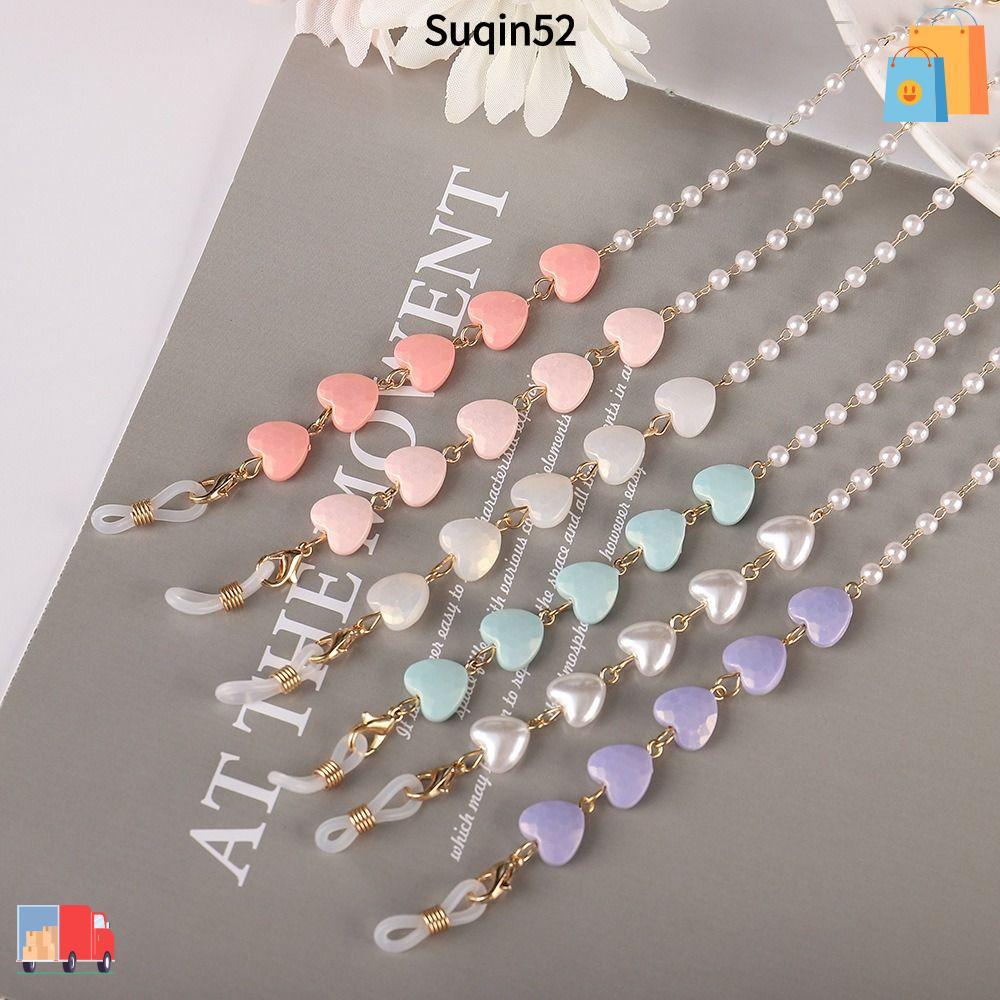 SUQIN52 แว่นตา Lanyard สายคล้องลื่น Eye สวมใส่อุปกรณ์เสริมอ่านแว่นตาผู้ถือรูปหัวใจแว่นตากันแดด Lanyard