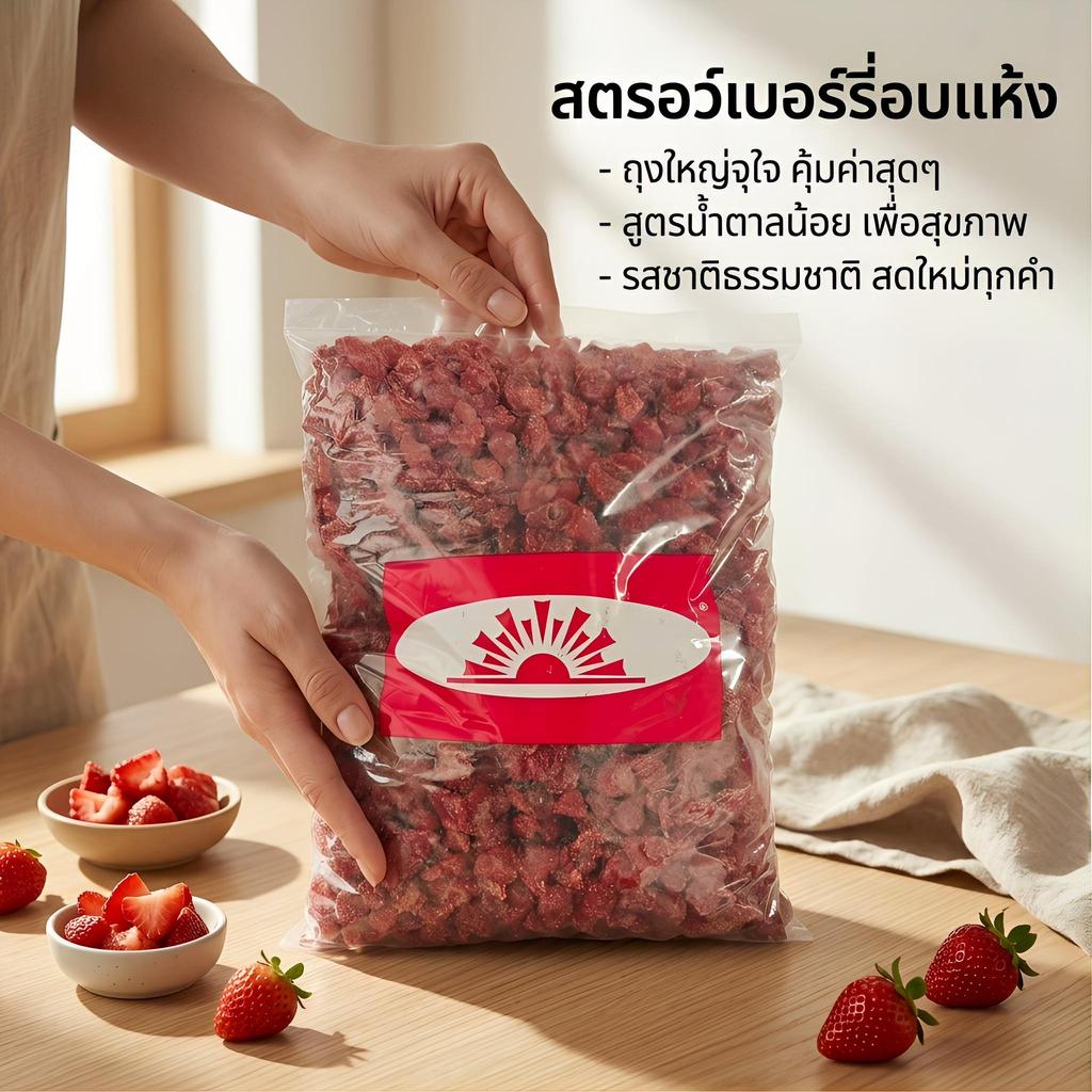 jinlong- สตรอว์เบอร์รีอบแห้ง แบบนุ่ม 250g，ความหวานตามธรรมชาติโดยไม่มีสารเติมแต่ง，กินเพื่อสุขภาพ