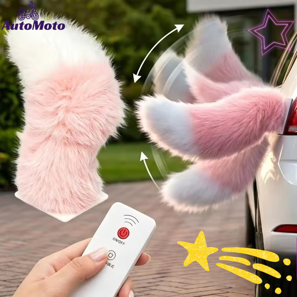 ตกแต่งท้ายรถแบบโต้ตอบสีขาวสีชมพู-ในตัว450มิลลิแอมป์ชั่วโมงแบตเตอรี่ปุยตุ๊กตาแกว่งของเล่นหาง-ยานพาหนะสกู๊ตเตอร์ไฟฟ้าเครื่องประด