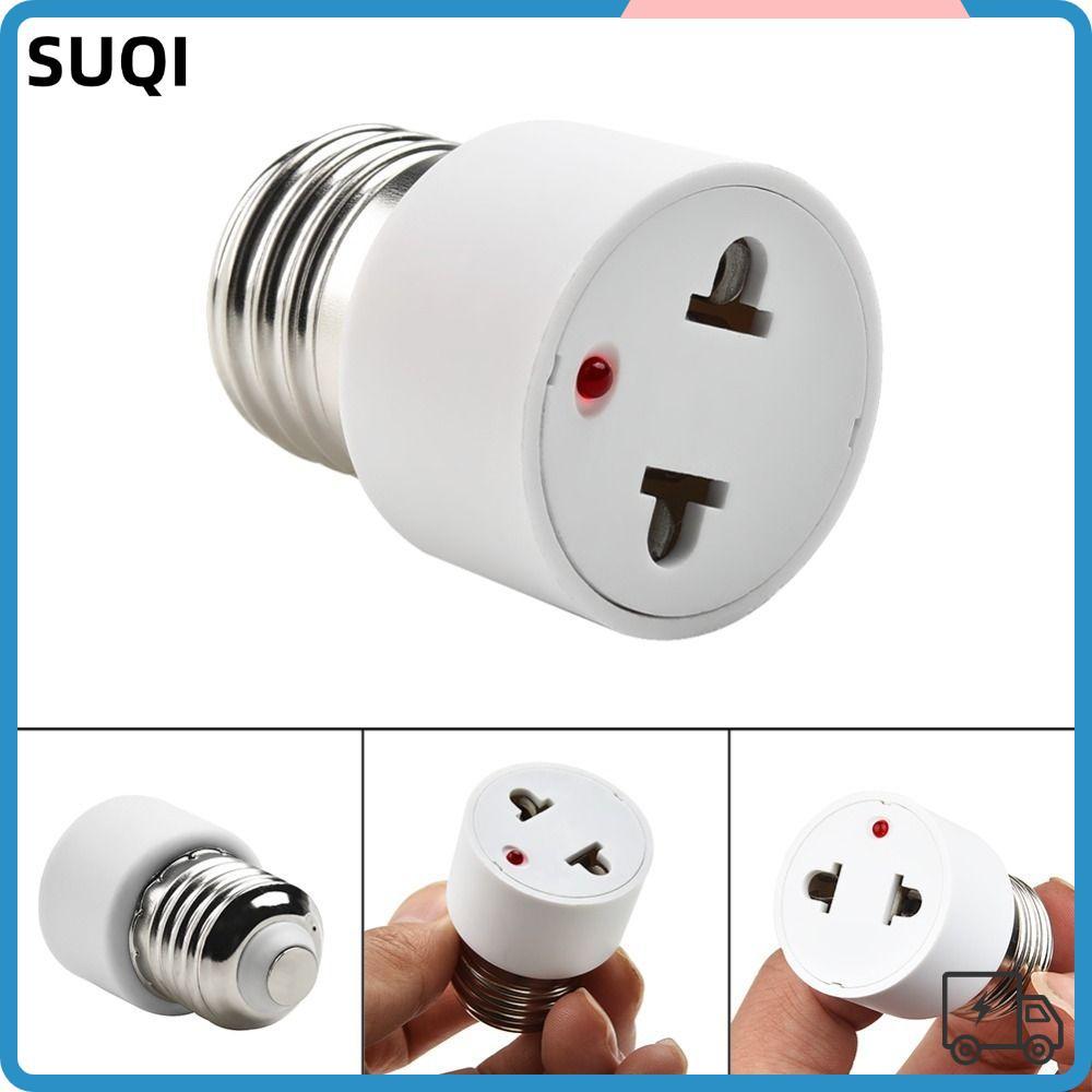 SUQI ฐานหลอดไฟปลั๊ก EU ที่ใช้งานได้จริง E27 หลอดไฟอะแดปเตอร์ซ็อกเก็ต