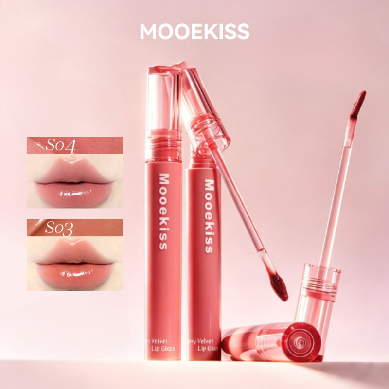 MOOEKISS ลิปกลอสไม่ติดแก้ว ลิปกลอสโทนธรรมชาติ ลิปสติกดดู