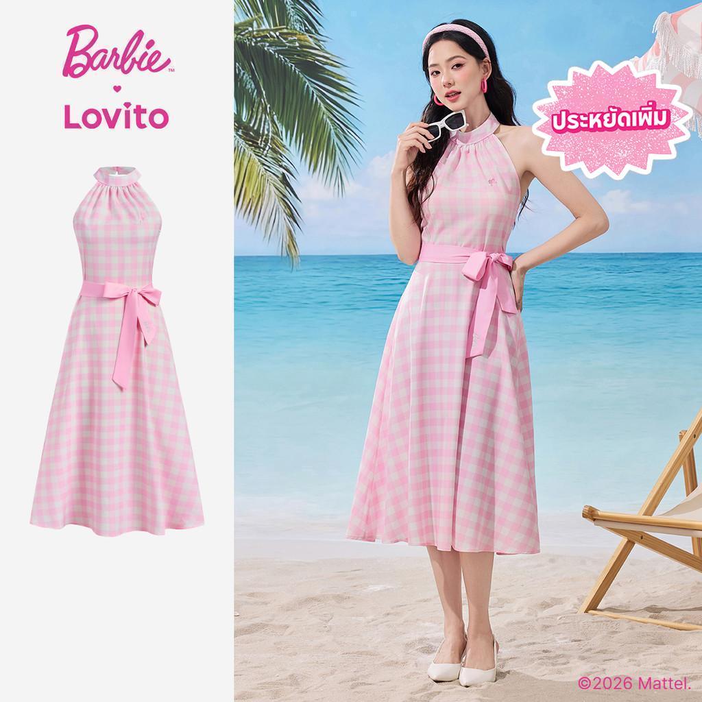 [Summer Sale] Barbie™ X Lovito เดรสลําลองปักลายสําหรับฤดูใบไม้ผลิ/ฤดูร้อนสําหรับผู้หญิง LB1AD042