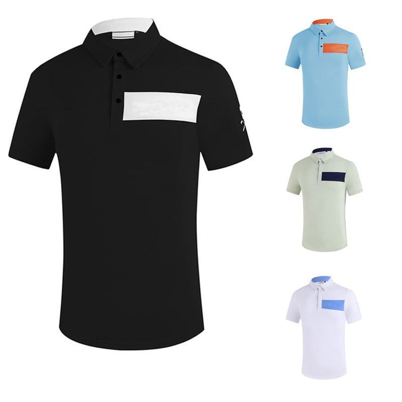 สไตล์ใหม่เสื้อผ้ากอล์ฟฤดูร้อนแขนสั้นเสื้อผ้าผู้ชายกีฬากลางแจ้งเสื้อโปโล Moisture Wicking GOLF Breathable Jersey