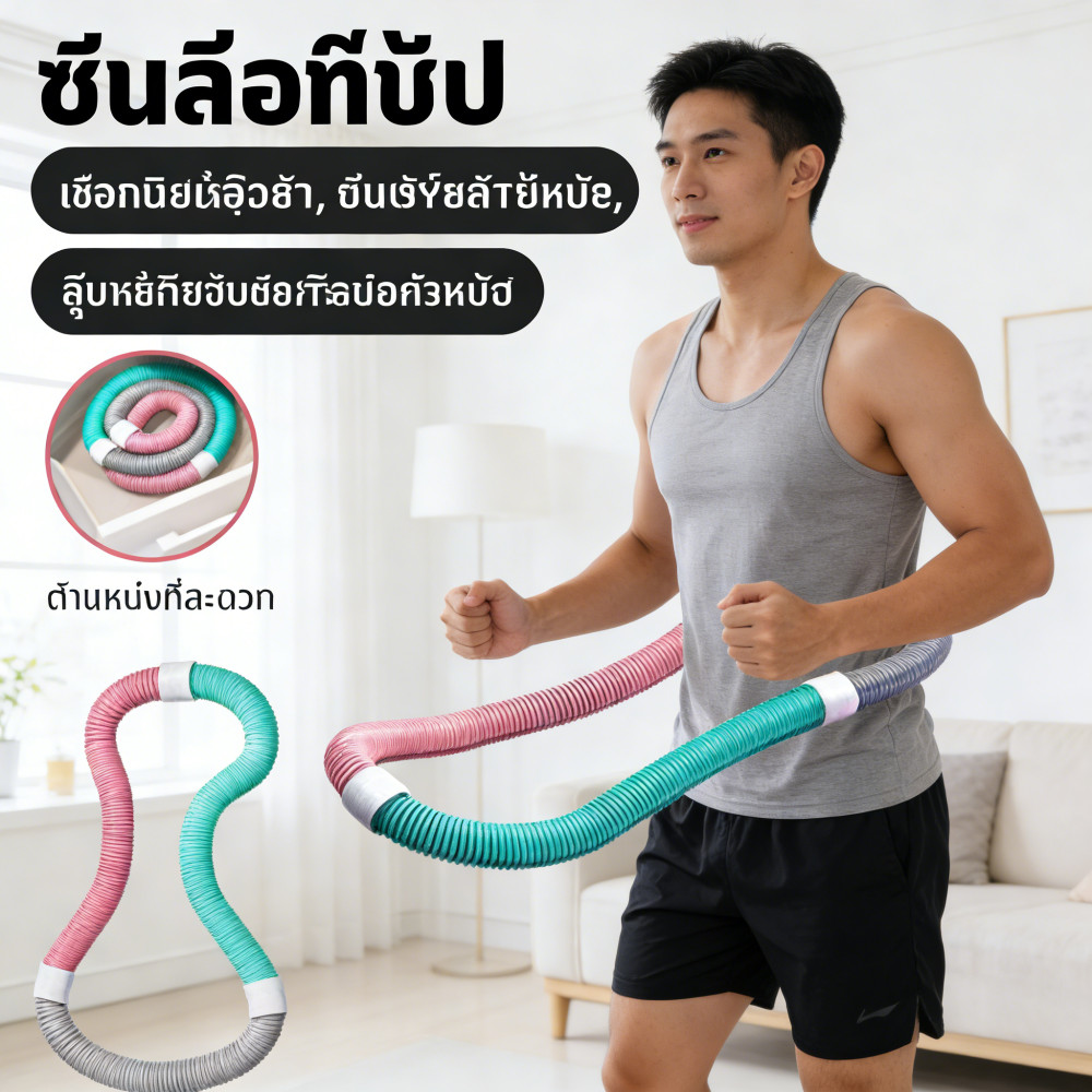 ฮูล่าฮูปลดน้ำหนัก 5 โล นุ่มไม่ทำร้ายเอว ฮูลาฮูปสปริงนุ่ม บริหารเอว อุปกรณ์