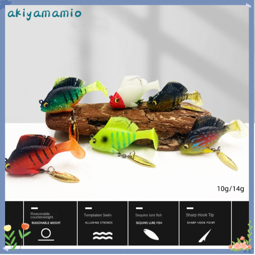 AKIYAMAMIO เหยื่อเบสอ่อนพร้อมตะขอตะกั่ว เหยื่อพลาสติกอ่อน Sleeper Dark Sleeper SwimBit, Shad Trout B