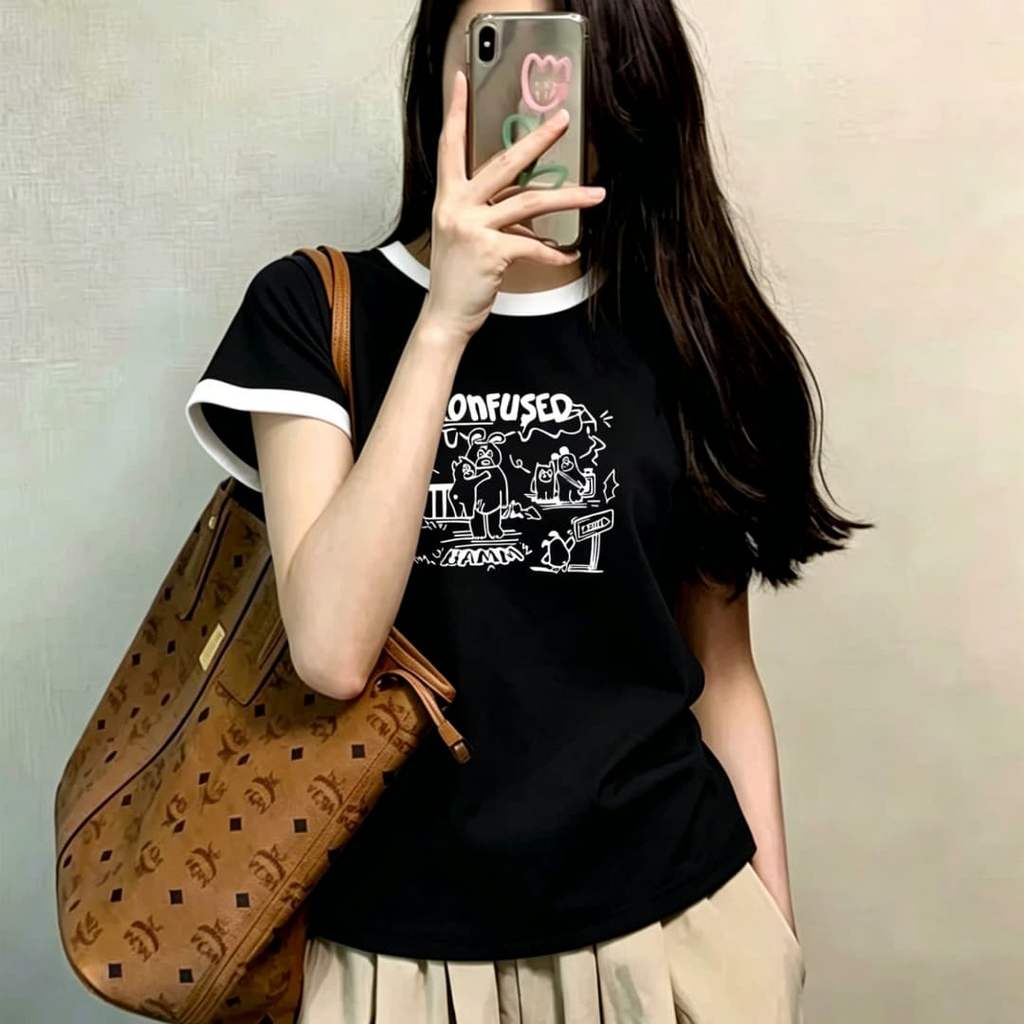CODผ้าระบายอากาศเย็น ภายใน24ชั่วโมง เสื้อยืดสไตล์เกาหลี เรียบง่าย ใส่ได้หลายโอกาส และลำลอง ทรงเข้ารูป ผ้าระบายอากาศเย็น
