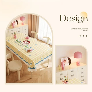 COD ผ้าปูโต๊ะ หนา PVC 90*140cm ผ้าปูโต๊ะสไตล์โดปามีน ลายการ์ตูนน่ารัก ป้องกันสิ่งน้ำน้ำมัน ทนความร้อน