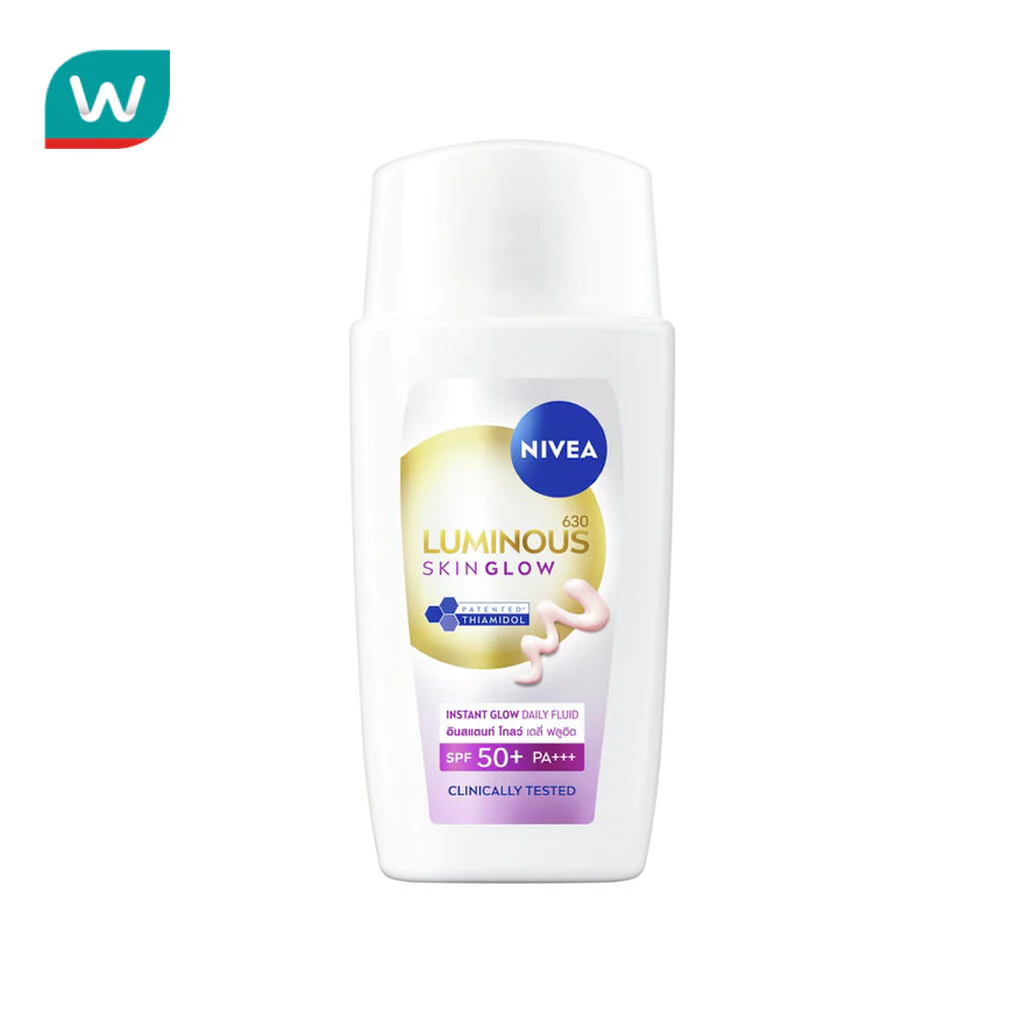 Nivea Luminous 630 นีเวีย ลูมินัส630 สกิน โกลว์ อินสแตนท์ โกลว์ เดลี่ ฟลูอิด เอสพีเอฟ50+ 40 มล.