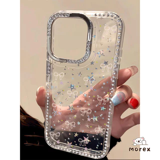 เคสเพชรสว่างดาวหรูหรา สำหรับ IPhone 15 11 16 17 Air 14 13 12 Pro Max 16 1415 Plus เคสเพชรสว่างดาว โบว์ น่ารัก สไตล์ฮิต