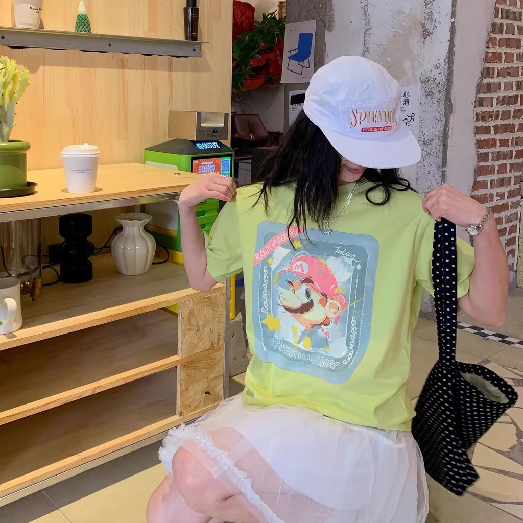 ฤดูร้อนแขนสั้นROWNAGGERถุงกระดาษบ้าน {2112} 180g Pure Cotton Non-Sense Breathableพิมพ์เสื้อยืดครึ่งแ